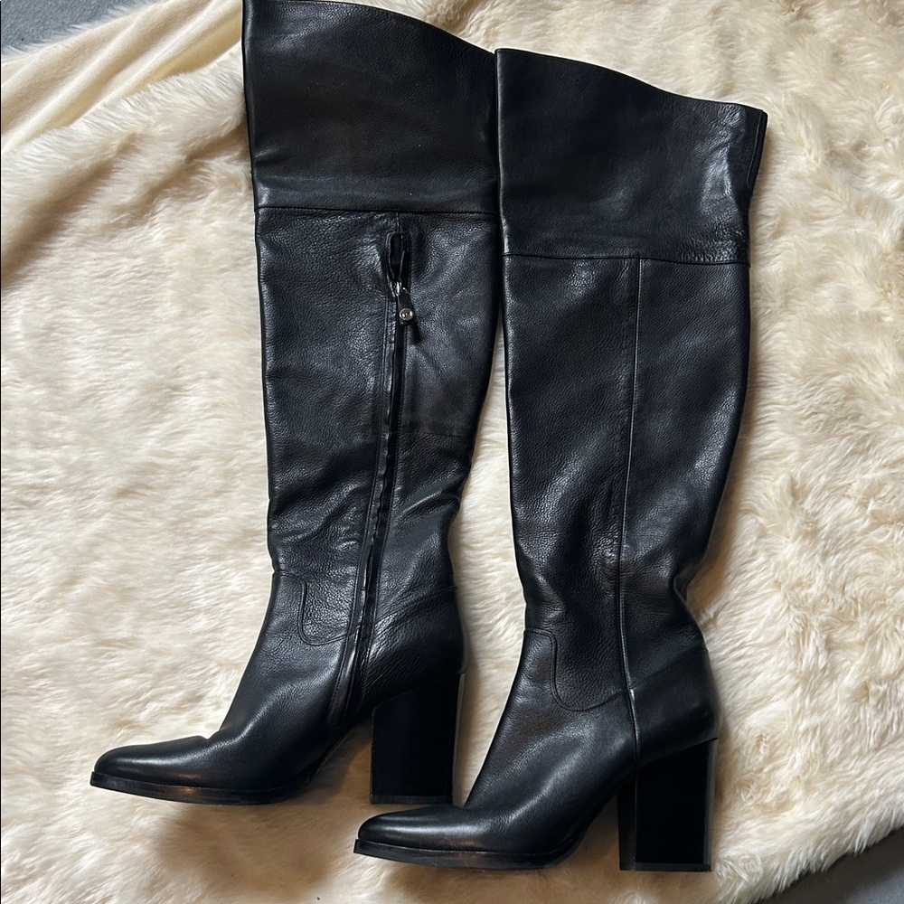 Marc Fisher Black Leather Knee-High Boots